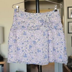 INTERMIX Floral Silk Mini Skirt